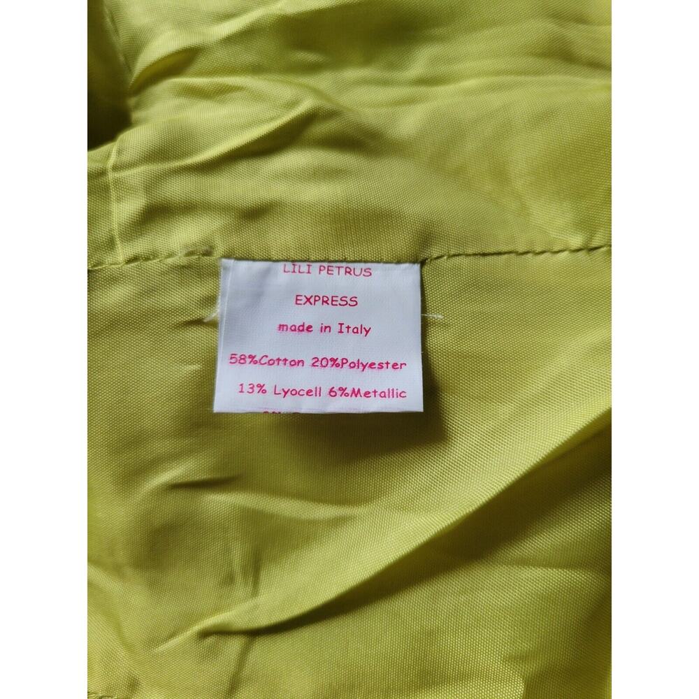 Lili Petrus Express Italy Yellow Lime Green Metallic Sparkle Blazer Jacket 10 - Picture 8 of 9